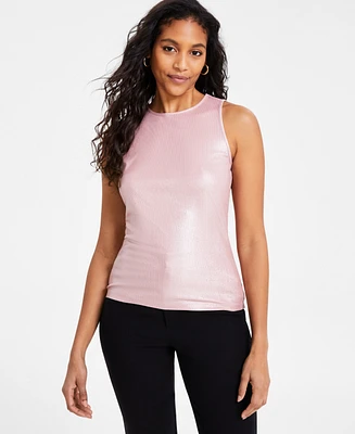 Bar Iii Women's Sleeveless Crewneck Foil Top, Exclusively at Macy's