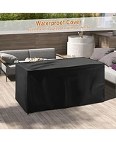 Gouun 52 Inches Outdoor Wicker Gas Fire Pit Propane Table with Cover