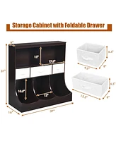 Gouun Freestanding Combo Cubby Bin Storage Organizer Unit with 3 Baskets