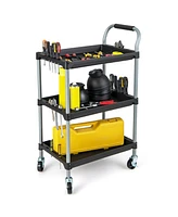 Gouun 3 Layer Tool Cart with Pp Shelves Sponged Handle and Swivel Wheel