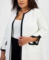 Kasper Plus Contrast Trim Long Topper Jacket