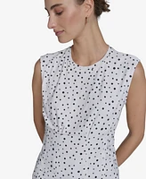 Tommy Hilfiger Women's Dot-Print Sleeveless Crewneck Blouse