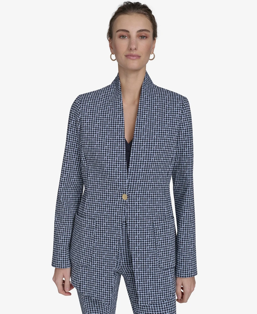 Tommy Hilfiger Women's Gingham-Print Snap-Front Jacket