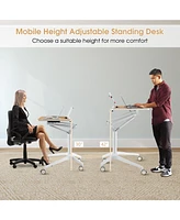 Gouun Height Adjustable Mobile Standing Desk with Detachable Holde