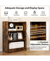 Gouun 3-Tier Bookcase Open Display Rack Cabinet with Adjustable Shelves