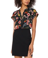 Vince Camuto Women's Floral-Print Split-Neck Top