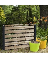 Slickblue Outdoor Cedar Wooden Compost Bin for Garden Waste and Eco-Friendly Recycling