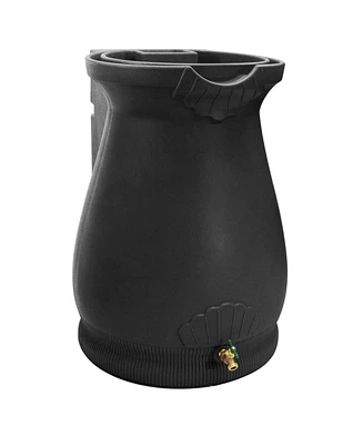 Slickblue Granite 65-Gallon Plastic Urn Rain Barrel with Planter Top for Water Conservation and Garden Use