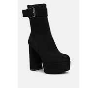 London Rag Wanderer Flared Block Heel Mid-Calf Boots