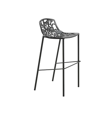 LeisureMod Aluminum Bar Stool with Powder Coated Frame and Footrest