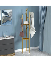 Unho Freestanding Coat Rack: Hall Tree Clothes Hangers with Marble Base for Entryway Bedroom