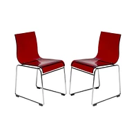 LeisureMod Lima Modern Acrylic Chair, Set of 2