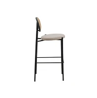 LeisureMod Euston Modern Wicker Bar Stool With Black Steel Frame