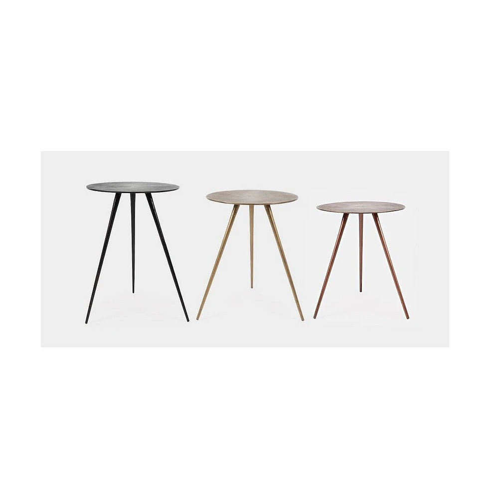 Jofran Bronze, Brass and Copper Finish Modern Accent Tables (Set of 3)