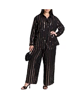 Eloquii Plus Relaxed Striped Sequin Pant