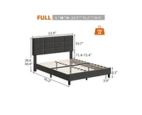 gaomon Full Bed Frame, Linen Upholstered Platform Full Bed Frame with Height Adjustable Headboard