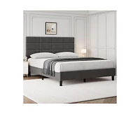 gaomon Full Bed Frame, Linen Upholstered Platform Full Bed Frame with Height Adjustable Headboard