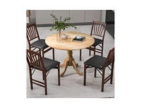 Slickblue Round Solid Wood Farmhouse Kitchen Dining Table in Wooden Finish