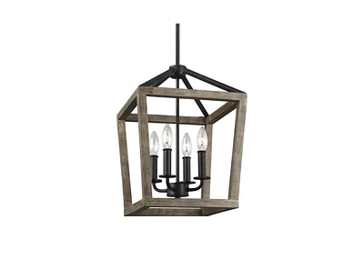 Slickblue 4 Light Lantern Adjustable Dimmable Square/Rectangle Chandelier