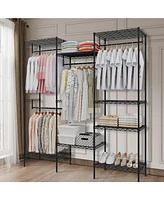 gaomon CuisinSmart Clothing Racks for Hanging Clothes, Metal Clothes Hanging Rack with 8 Adjustable Shelves & 4 Hanging Rods, Freestanding Wardrobe Cl