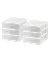 Iris Usa Small 3-Drawer Desktop Organizer, 2 Pack, Stackable, for Office, School, Stationary, Makeup Organizer, Bathroom, Utility, White