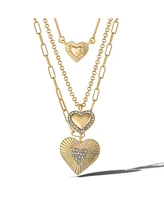 Jessica Simpson Triple Layered Gold-Tone Heart Pendant Necklace