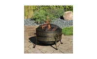 Slickblue Outdoor Wood Burning Fire Pit - Durable Backyard Fireplace for Warmth and Ambiance