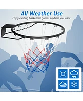 Kuyotq 15 Inch Basketball Rim Goal Replacement with All Weather Net and Mounting Hardware