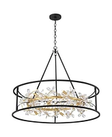 Possini Euro Design Carrine 35" Wide Black and Gold 12-Light Led Ring Pendant