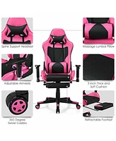 Gouun Pu Leather Gaming Chair with Usb Massage Lumbar Pillow and Footrest