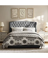Hulala Home Alina Modern 66.25" Bed with Solid Wood Feet and Charging Ports