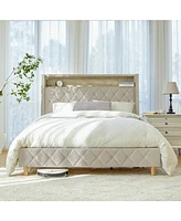 Hulala Home Dimas Modern 81.5" Bed with Storage Compartments