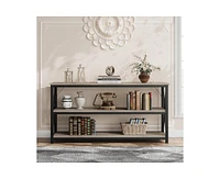 gaomon 55 Inch Entryway Table, Narrow Long Console Table with Storage, 3 Tier Wood Sofa Table for Living Room, Industrial Behind Couch Table