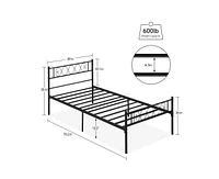 gaomon Twin Size Platform Bed Frame with Headboard, Heavy Duty Mattress Foundation with Metal Slats Support, No Box Spring Needed