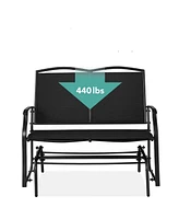 Slickblue 2 Seat Mesh Patio Loveseat Swing Glider Rocker with Armrests