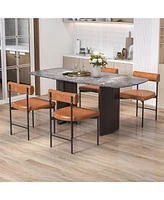 Gymax Dining Chair Set of Faux Leather Upholstered Kitchen Side Chair w/ Curved
