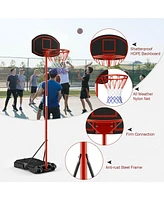 Gymax Adjustable Basketball Hoop System Stand Portable W/2 Wheels Fillable Base