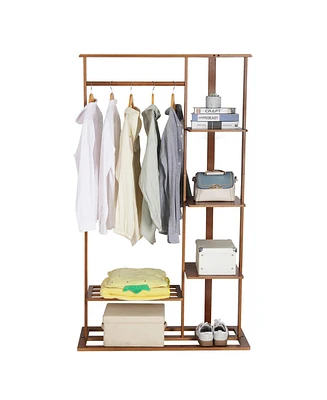 Unho Coat Rack: Garment Organizer Shelf Cloth Hanging Stand with Shoe Storage