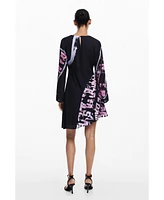Desigual Women's Asymmetric short dress with letters