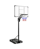 Gymax Portable Basketball Hoop System 4.9-10 Ft Adjustable w/ Weight Bag Wheels Outdoor