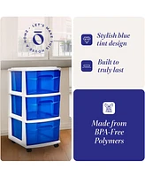 Homz Plastic 3 Drawer Medium Storage Container Tower