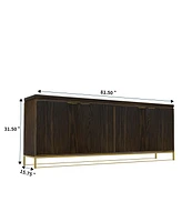 Boyel Living 4-Door Long Sideboard Buffet Cabinet with Stainless Steel Legs