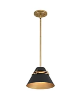 Possini Euro Design Curry 10" Modern Industrial Pendant Ceiling Light Fixture Dining Room Over Table Kitchen Island Foyer Hanging Black Gold Finish Me