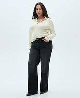 Mango Women's Danila Medium-Rise Wide Leg Jeans