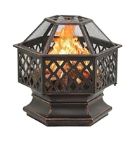 vidaXL Rustic Fire Pit with Poker 24.4"x21.3"x22" Xxl Steel