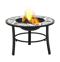 vidaXL Mosaic Fire Pit Green 26.8" Ceramic