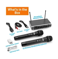 Pyle Bluetooth Wireless Pa Microphone System with (2) Handheld Mics, Desktop Receiver & Usb Charging