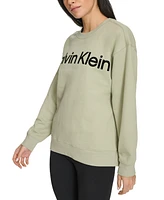 Calvin Klein Women's Fleece Flocking Crewneck Pullover Top