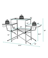 Gymax Portable Grilling Stand Folding Bbq Table Camping Table with Carrying Bag