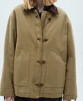 Mango Women's Contrasting Collar And Pockets Detail Parka Jacket